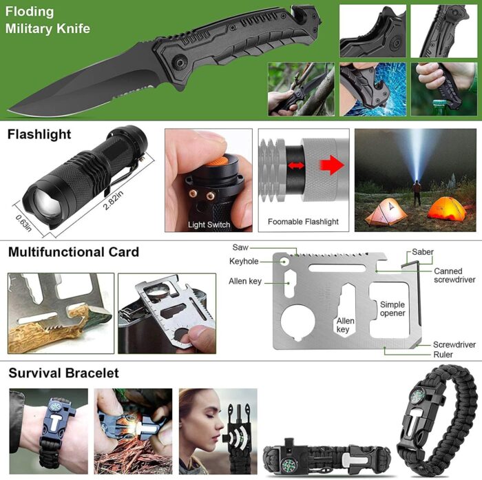 216 Pcs Survival First Aid Kits, Professional Survival Gear Equipment Tools First Aid Supplies kit for SOS Emergency Hiking Hunting Disaster Camping Adventures - Image 3