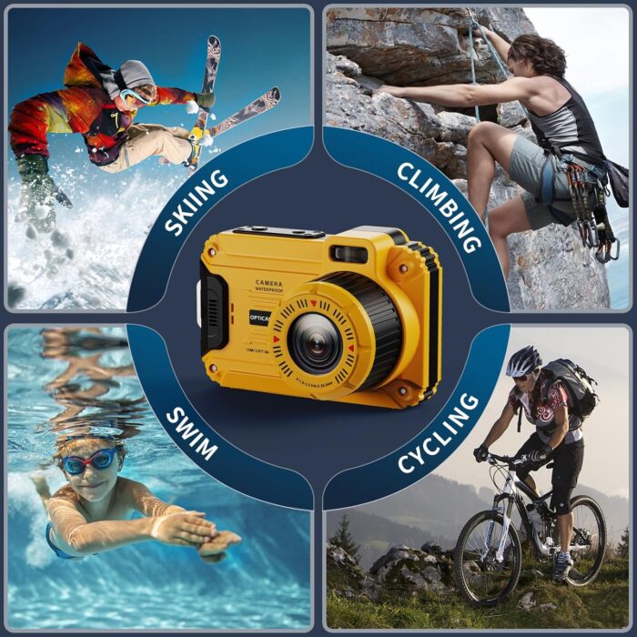Waterproof Camera, 48MP Digital Camera Underwater with 32GB TF Card, 2.8" IPS Screen 33FT Waterproof, 6X Optical Zoom, Dustproof Shockproof for Snorkeling, Surfing, Rafting - Image 4