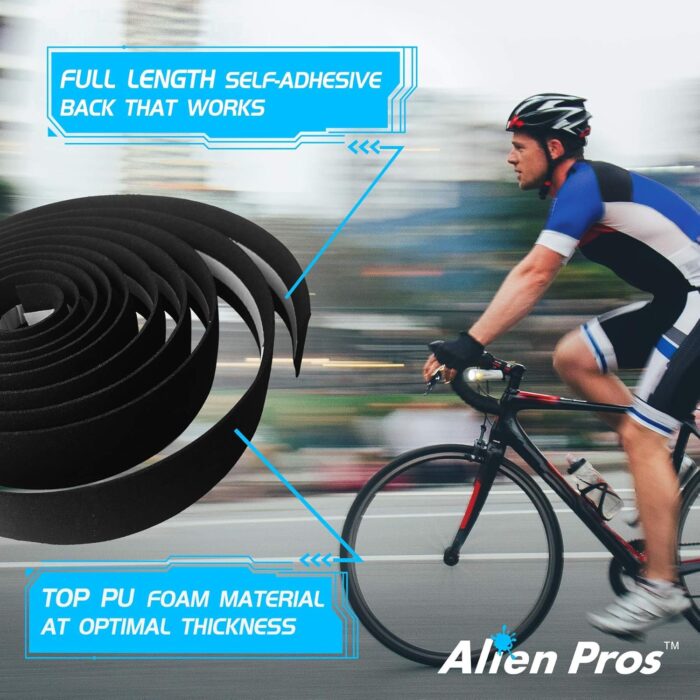 ALIEN PROS Bike Handlebar Tape EVA (Set of 4) Black - Enhance Your Bike Grip with These Bicycle Handle bar Tape - Wrap Your Bike for an Awesome Comfortable Ride (Set of 4, Black) - Image 5