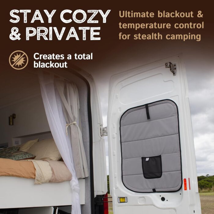 Living in a Bubble Insulated Blackout Rear Door Window Covers for Ford Transit 2015-Current Full Metal Door (Pair). Van Life Essentials & Camper Accessories - Image 2