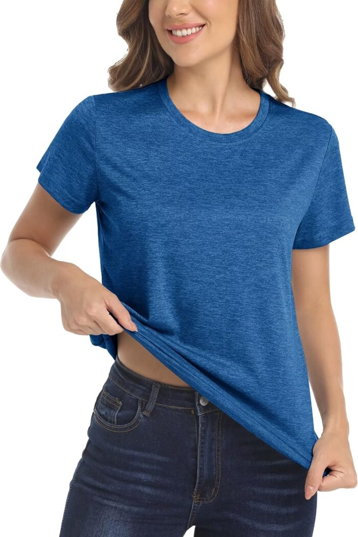 MAGCOMSEN Women's Short Sleeve Quick Dry T-Shirts Wicking Moisture Workout Athletic Running Shirts - Image 2