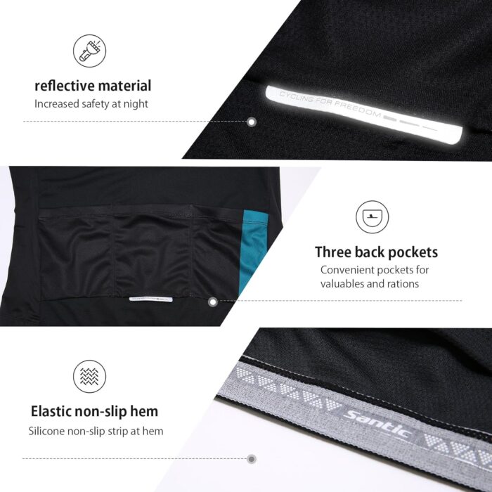 Santic Men's Cycling Jersey Short Sleeve Tops Pro Road Bike Shirt Full Zipper UPF 50+ MTB Jersey with Pockets - Image 5