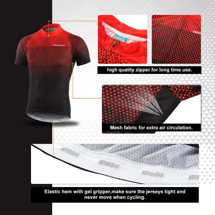 BERGRISAR Men's Cycling Jerseys Short Sleeves Bike Shirt - Image 4