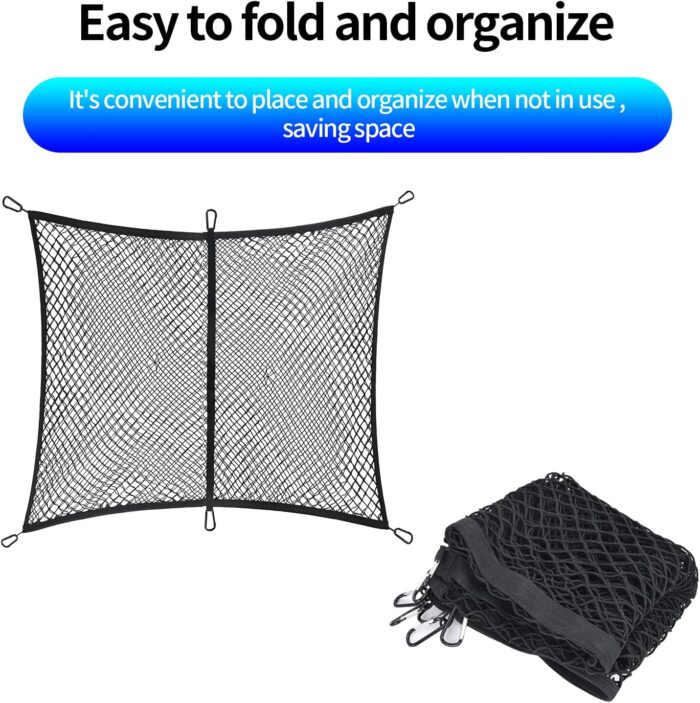 Tesla Cybertruck Truck Bed Cargo Net, Pickup Elastic Storage Cargo Nets Organizer, Cybertruck Accessories for 2024 & 2025, Rear Compartment Net with 6 Mountaineering Buckles, Measuring 4ft x 4ft - Image 6