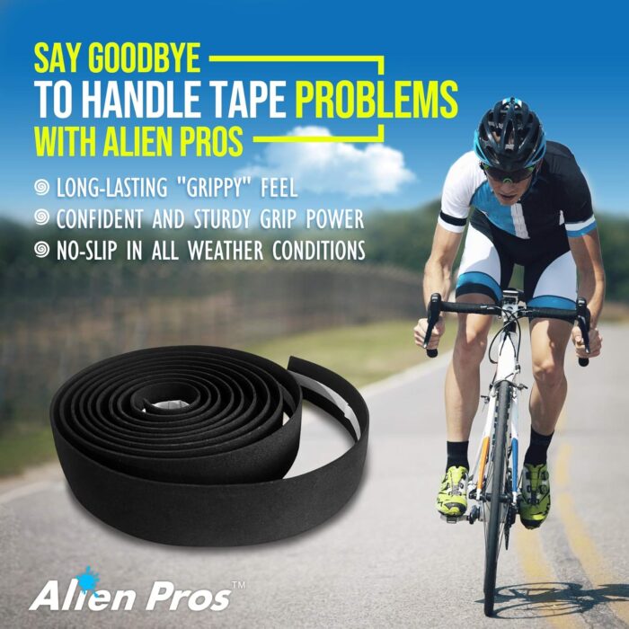 ALIEN PROS Bike Handlebar Tape EVA (Set of 4) Black - Enhance Your Bike Grip with These Bicycle Handle bar Tape - Wrap Your Bike for an Awesome Comfortable Ride (Set of 4, Black) - Image 3