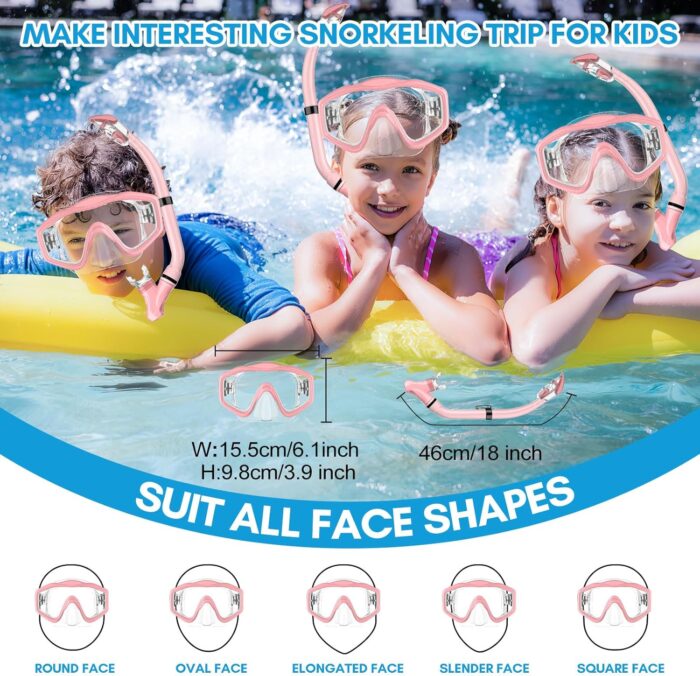 HiiPeak Snorkeling Gear for Kids, Goggles with Nose Cover, Dry Top Snorkel Set for Ages 5-15 - Image 4