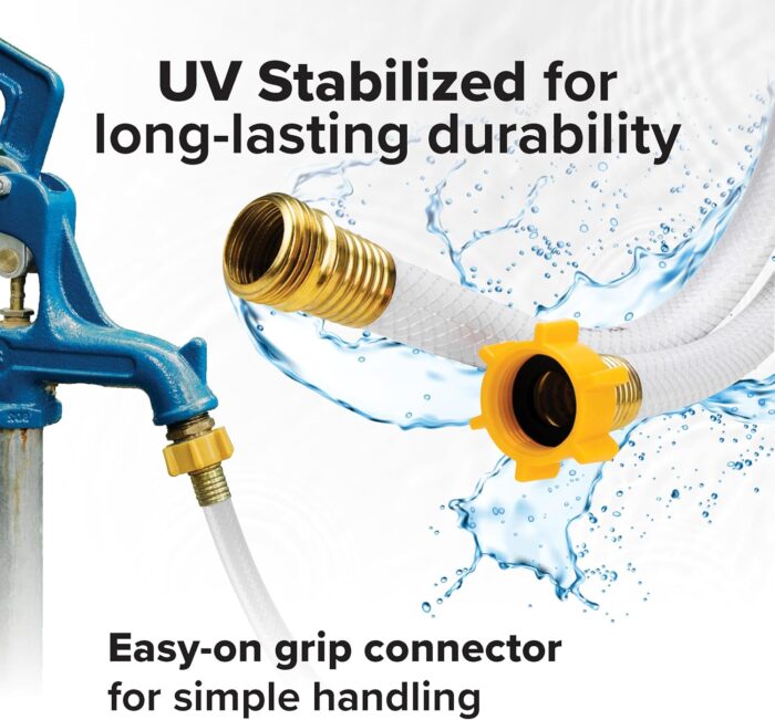 Camco TastePURE 25-Ft Water Hose - RV Drinking Water Hose Contains No Lead, No BPA & No Phthalate - Features Diamond-Hatch Reinforced PVC Design - 5/8” Inside Diameter, Made in the USA (22783) - Image 5