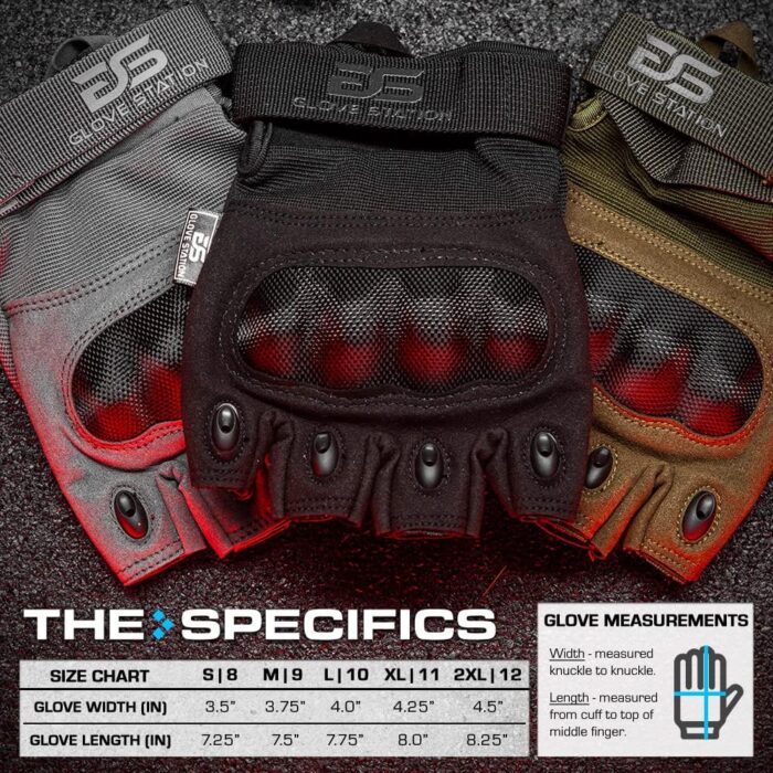 Glove Station- Fingerless Knuckle Tactical Gloves for Men - Motorcycle Gloves for Tactical Shooting, Airsoft, Hunting, Police Work and Hiking - Image 6