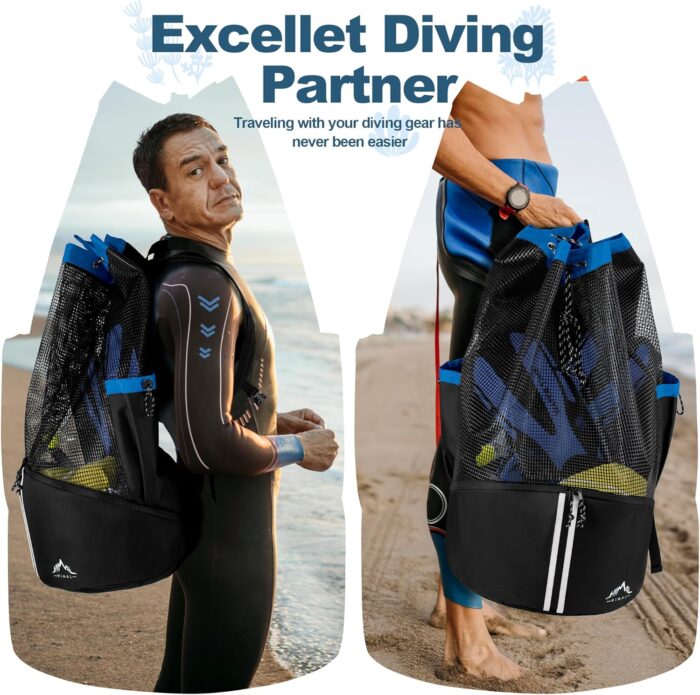 Scuba Diving Bag, XL Mesh Backpack for Scuba Diving and Snorkeling Gear & Equipment, Holds Mask, Fins, Snorkel - Image 7