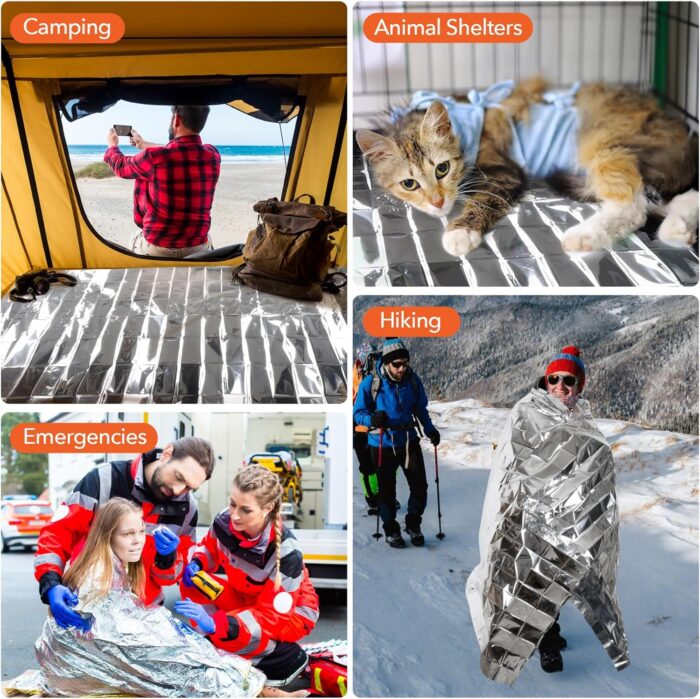 6 Pack Emergency Mylar Blanket, Emergency Blanket Space Blanket Survival Rescue Insulating Reflective foil kit Outdoors Hiking Camping Blanket Perfect for Outdoors, Hiking, Camping Survival - Image 5