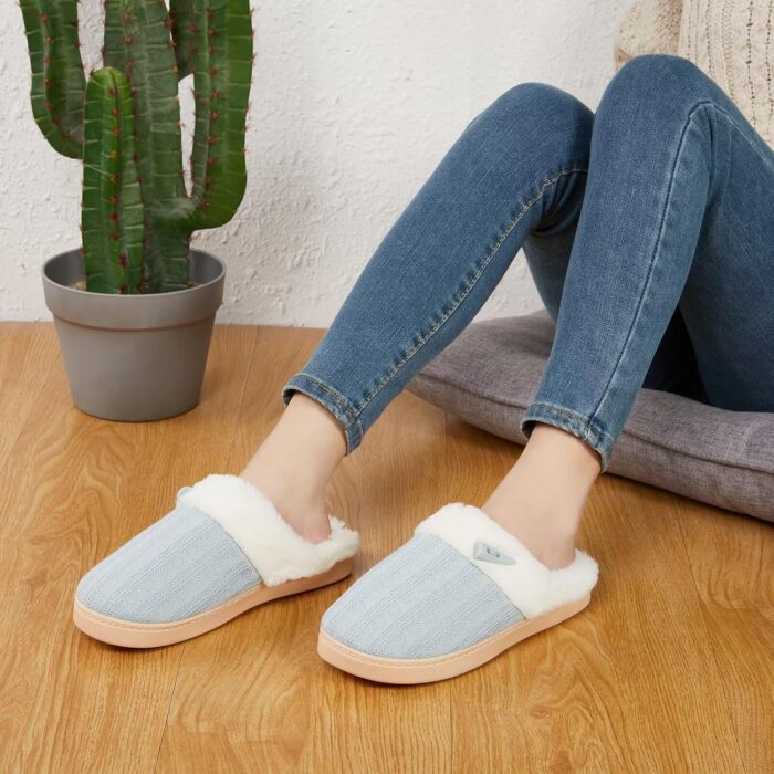 NineCiFun Women's Slip on Fuzzy House Slippers Memory Foam Slippers Scuff Outdoor Indoor Warm Plush Bedroom Shoes with Faux Fur Lining - Image 8