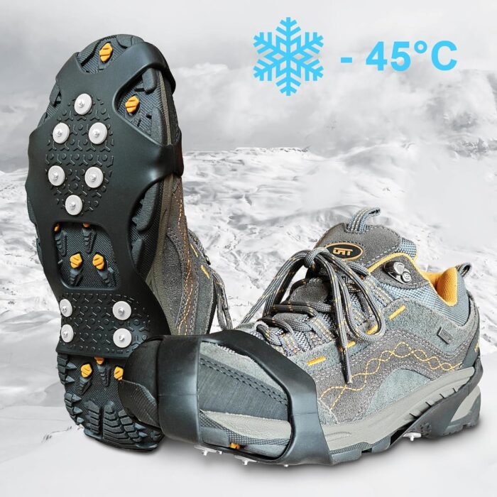 ice Snow Grips: 10 Nail Spikes, Stretchable Snow Grips for Men Women. Ideal for Winter Activities Like Walking, Running, Hiking, Mountaineering, Ice Fishing, or Dog-Walking - Image 5