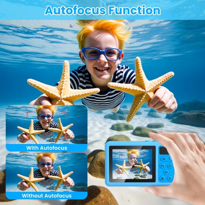 Underwater Digital Camera, Waterproof Camera,10FT Floating Camera for Snorkeling,Surfing,Swimming and Kayaking,Dual-Screen Selfie,Autofocus,18X Zoom,Fill Light,32GB Card,Type-C Rechargeable - Image 4