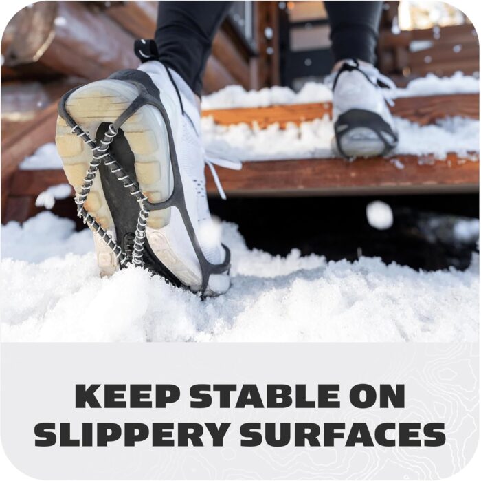 Yaktrax Walk Traction Cleats - 360-Degree Grip on Snow, Ice, & Multi-terrain Surfaces - Elastic Outer Band w/ Easy-On/Off Heel Tab & 1.2mm Zinc-coated Steel Coils - Abrasion & Rust Resistant - Unisex - Image 2