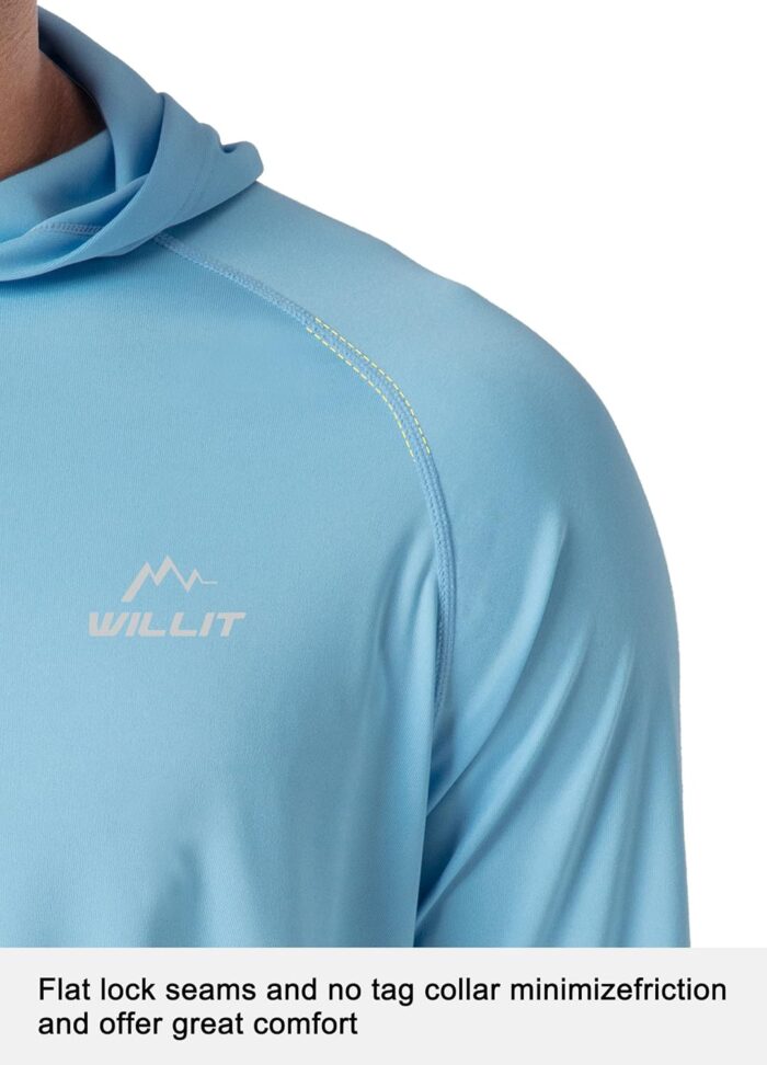 Willit Men's Sun Shirts UPF 50+ Rash Guard Long Sleeve Sun Protection Hoodie SPF UV Fishing Lightweight Athletic Running - Image 3