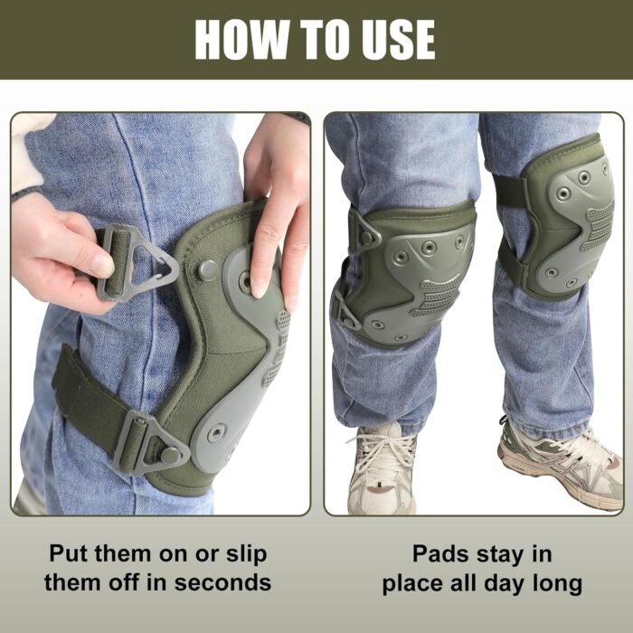 Tactical Professional Combat Knee Protective Pads Set Advanced Tactical Gear Set for Outdoor CS Paintball Game Cycling Safety Skateboarding Gear Skates Airsoft Hunting Knee Protection Guard Pads - Image 5