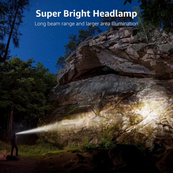 Lighting Ever LED Headlamp Rechargeable 2 Packs - Super Bright Head Lamp with 5 Modes for Camping & Hiking Gear Essentials, IPX4 Waterproof Headlight Flashlight with Red Light, USB Cable Included - Image 2