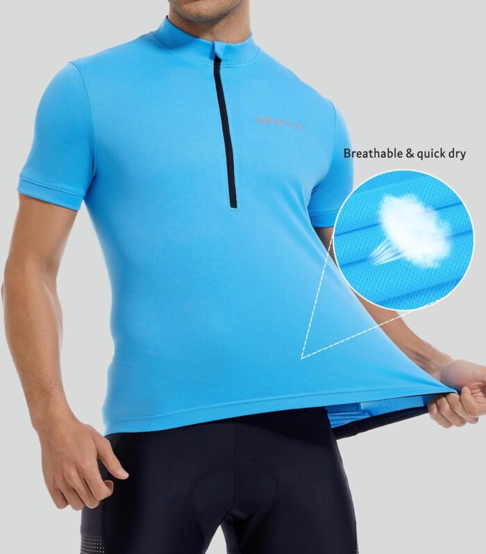 Spotti Men's Cycling Bike Jersey Short Sleeve with 3 Rear Pockets- Moisture Wicking, Breathable, Quick Dry Biking Shirt - Image 4