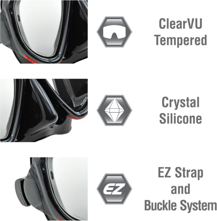 TUSA Sport Adult Powerview Mask, Dry Snorkel, and Fins Travel Set - Image 3