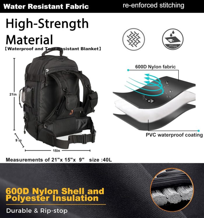 Tactical Backpack Military Army Daypack - Assault Pack for Men Molle Backpacks Bug Out Bag 3 Day Pack for Hiking Camping Travel Hunting Rucksack Trekking Black - Image 3