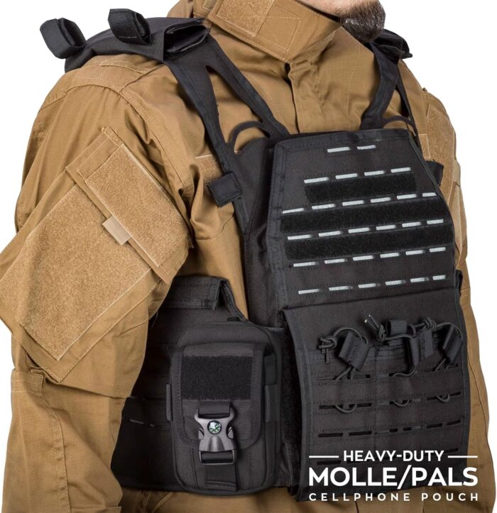 WYNEX Tactical Compass Phone Pouch, Large Molle Smartphone Holster Case Double Capacity Small Utility EDC Pouch with Compass Buckle and Carabiner - Image 8