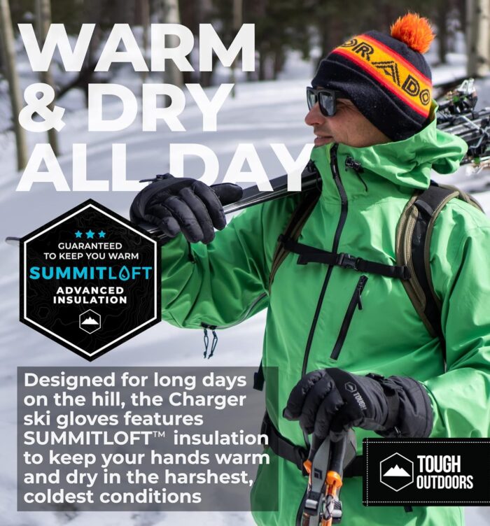 Tough Outdoors Snow Gloves - Men's & Women's Waterproof Winter & Snowboarding Gloves - Image 2