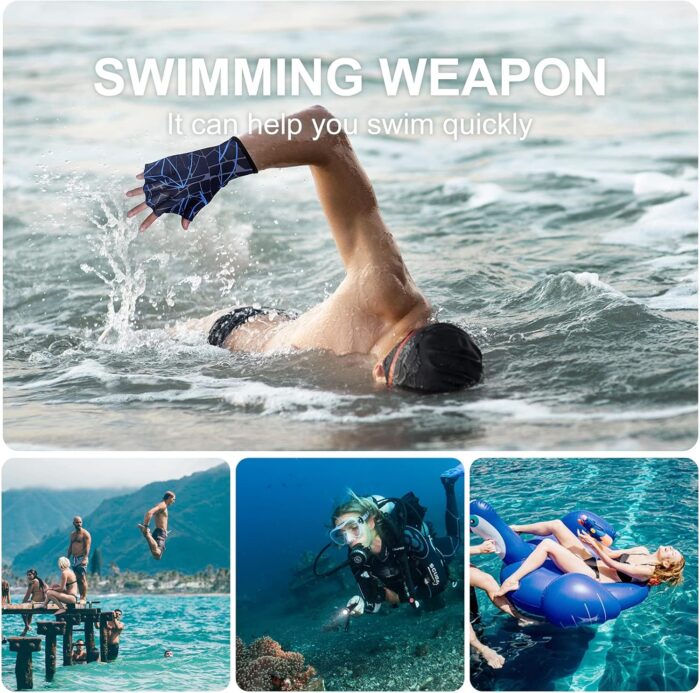 Nylon Swimming Gloves Aquatic Swimming Webbed Gloves Water Training Hand Webbed Hands Webbed Flippers Swim Gear Gloves Fit Aquatic Training Swim Costume Dive Hand Equipment - Image 4