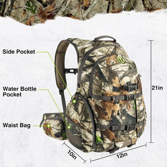 TIDEWE Hunting Backpack, Waterproof Camo Hunting Pack with Rain Cover, Long-Lasting Large Capacity Hunting Day Pack for Rifle Bow Gun (Next Camo G2) - Image 6