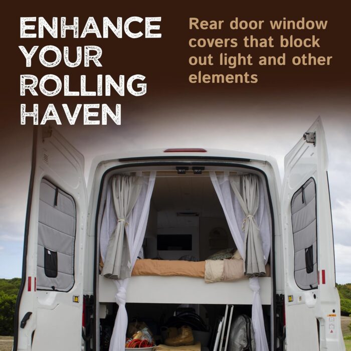 Living in a Bubble Insulated Blackout Rear Door Window Covers for Ford Transit 2015-Current Full Metal Door (Pair). Van Life Essentials & Camper Accessories - Image 3