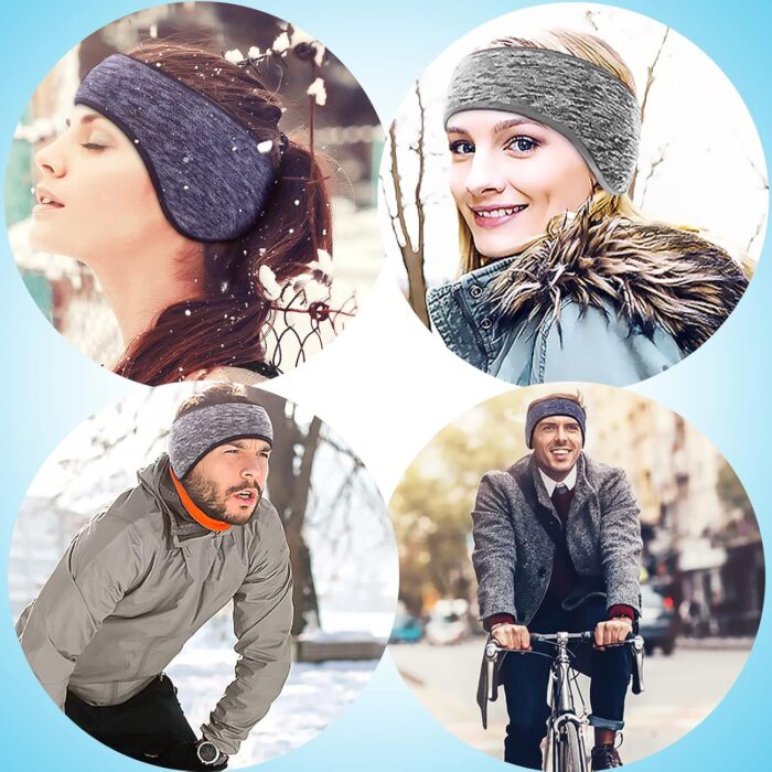 SAVITA 2 Pack Ear Warmers Headband Stretchy Ear Covers Sweatband Ski Winter Headband Earmuff Workout Headbands Moisture Wicking Thermal Sport Headbands for Women Man Girls - Image 5