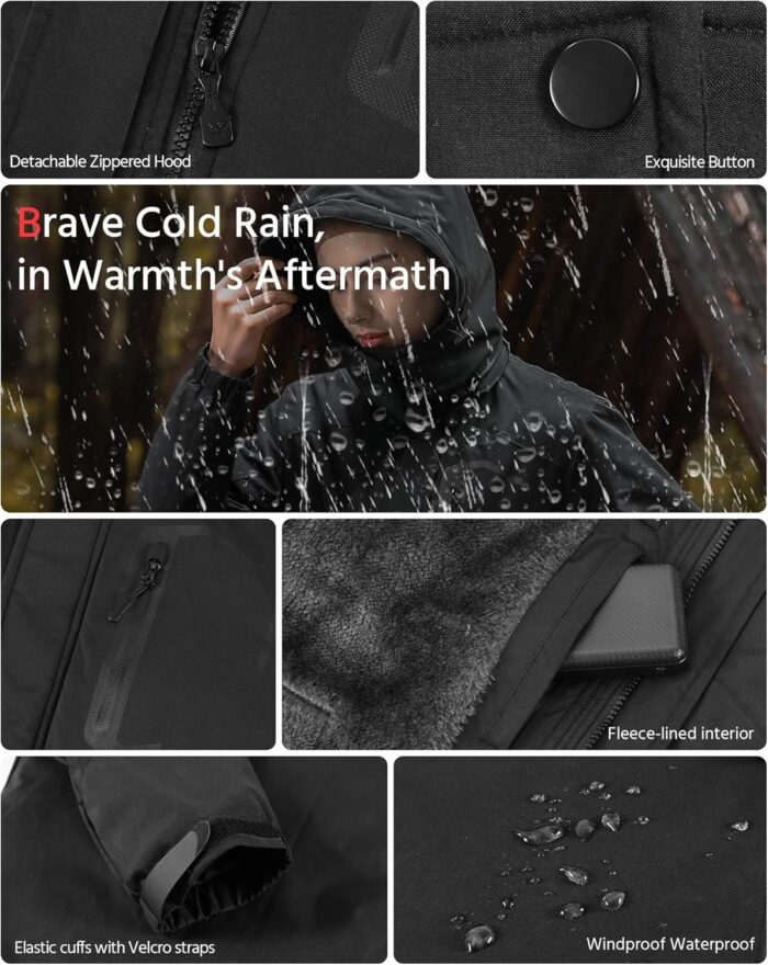 Wulcea Graphene Heated Jacket for Women Fur Lined with Large Capacity Battery Pack - Image 6