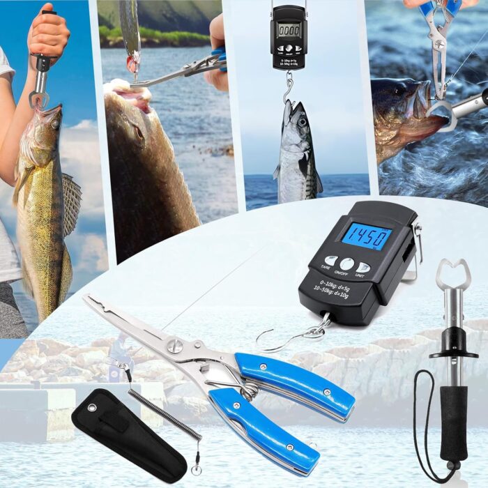 XBLACK Fishing Tool Kit Fishing Pliers Fish Gripper Fishing Scale Fish Grip Tools Set Saltwater Resistant Fishing Gear - Image 2