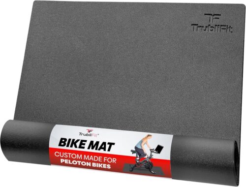 TrubliFit Bike Mat for The Peloton Bike and Peloton Bike+, Mat for Peloton, Exercise Bike Mat, Indoor Cycling Floor Mat, Waterproof Under Equipment Mat, Black