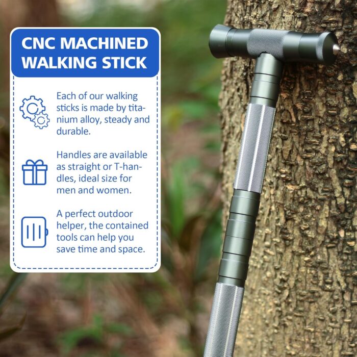 aiGear Tactical Stick Hiking Walking Staff - Trekking Poles Tactical Staff Adjustable Hiking Stick Gear for Outdoor Survival Camping Hiking - Image 2