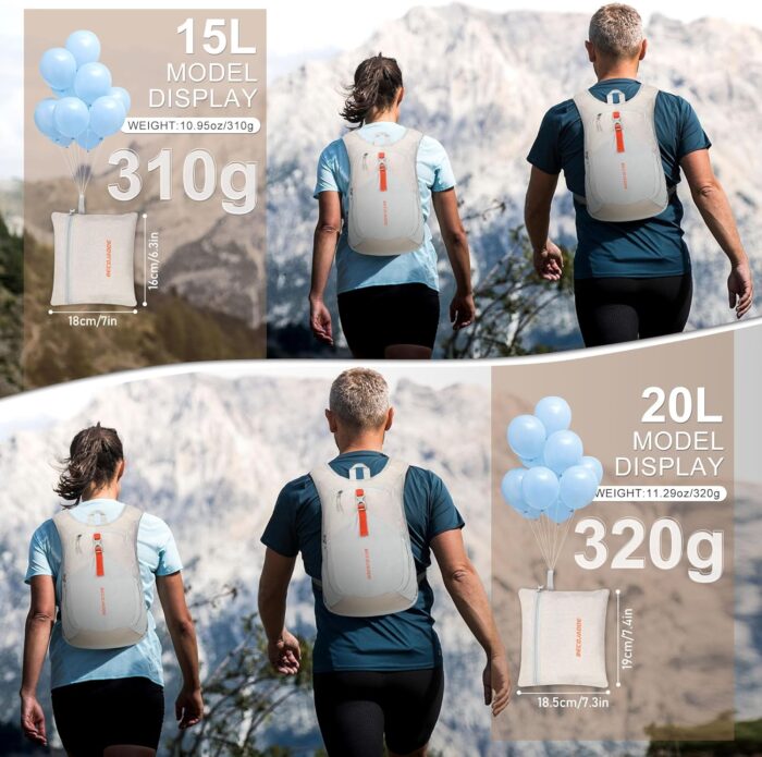 15L Small Hiking Backpack for Men Women Foldable Packable Back Pack Ultralight Hiking Daypack for Travel Camping Outdoor, Beige - Image 4