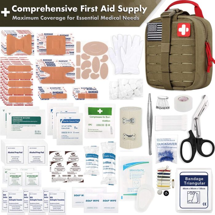 Everlit Survival Upgraded Survival First Aid Kit Emergency Gear Trauma Kit with 1000D Nylon Laser Cut Tactical EMT Pouch for Outdoor, Camping, Hunting, Hiking, Earthquake, Home, Office - Image 3