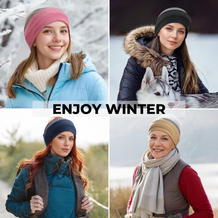 Sukeen Ear Warmer Headband for Women, Double-Layer Warm Womens Winter Headband, Ear Muff for Running Cycling Sports - Image 6