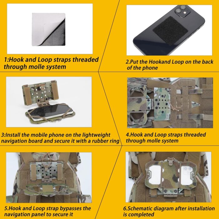 Tactical MOLLE Phone Holder for Plate Carrier Accessories - Fits 4.7"-6.4" Smartphones - Secure Chest Mount for Hunting & Tactical Gear, Camera-Compatible Design - Image 5