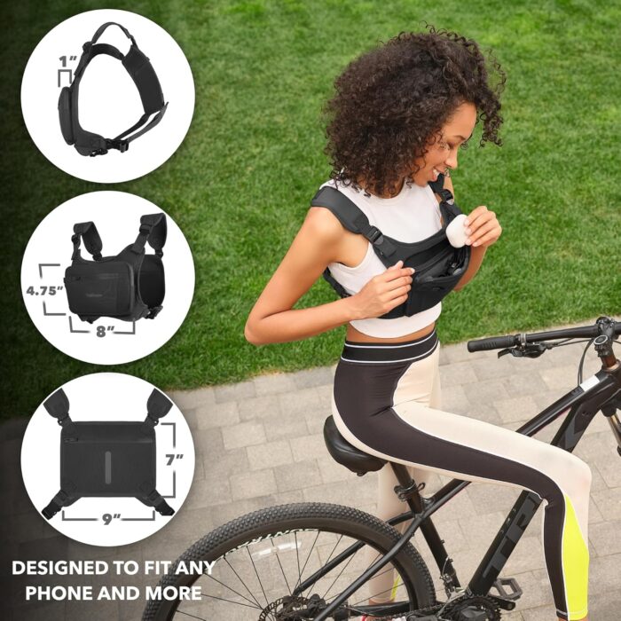 Running Chest Pack, Reflective Vest, Water Repellent, Phone Holder, Workout Bag for Runners, Cycling, Biking, EDC Pouch, Jogging Carrier, Hidden Pocket, Men & Women, Lightweight - Image 8
