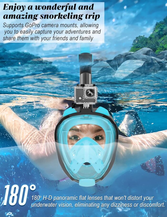 W WSTOO Full Face Snorkel Mask Adults,Suitable for Beginners Dry Top Snorkeling Gear,Can Your Mouth or Nose to Breathe,180 Degrees Panoramic View,Anti-Fog Anti-Leak,Summer Travel and Vacationing Gifts - Image 3