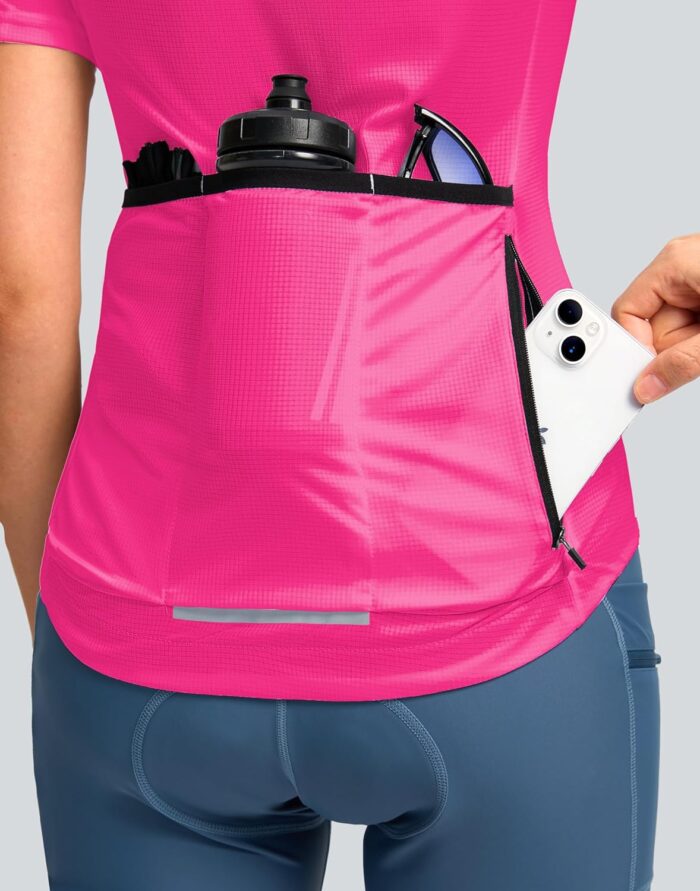 Women's Cycling Jersey Short Sleeve Bike Shirts Full Zipper Bicycle Biking Tops with Pockets Road Mountain Riding - Image 4