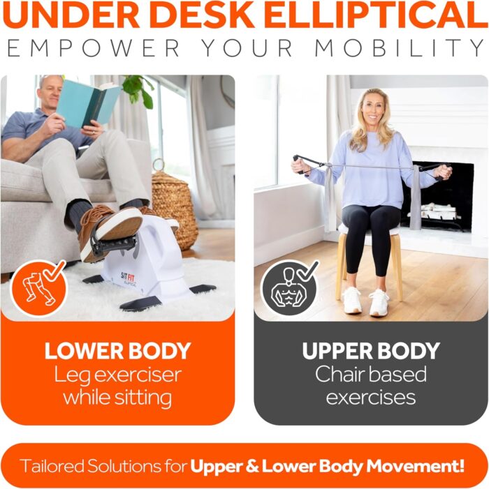 SITFIT Mini Elliptical Pedal Exerciser, Under Desk Elliptical, Leg Exercise Machine While Sitting, Upper & Lower Mobility System for Seniors - Image 2