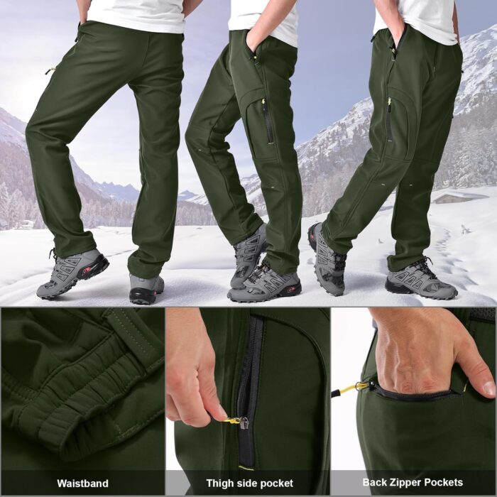 Toomett Men's hiking Snow Pants Skiing Winter Insulated Fleece lined Outdoor Water Repellent camping,walking,fishing - Image 2