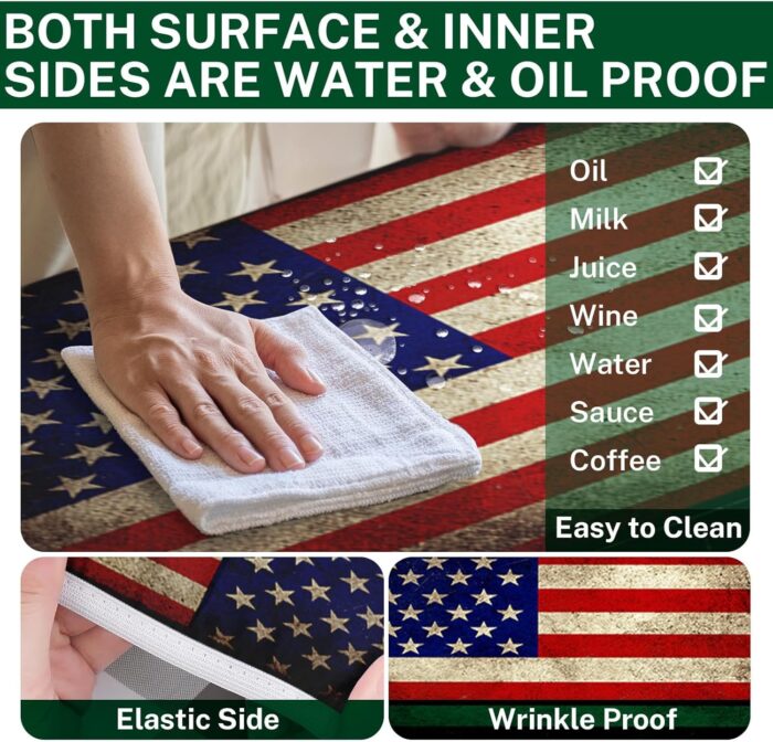 Picnic Table Cover with Bench Covers Elastic Edges, American Flag Fitted Table Cover, Outdoor Patio Camping Essentials 72 Inch 3PCS, Waterproof Camping Fitted Tablecloth with Drawstring Bag - Image 4