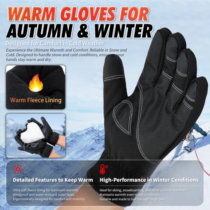 Fashion Warm Winter Gloves for Cold Weather Glove for Men and Women - Thermal, Touchscreen, Waterproof - Image 4