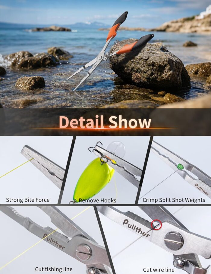 Fishing Gear,Hook Remover Fishing Pliers,Stainless Steel Fishing Tools,Multitool for Saltwater Freshwater - Image 2