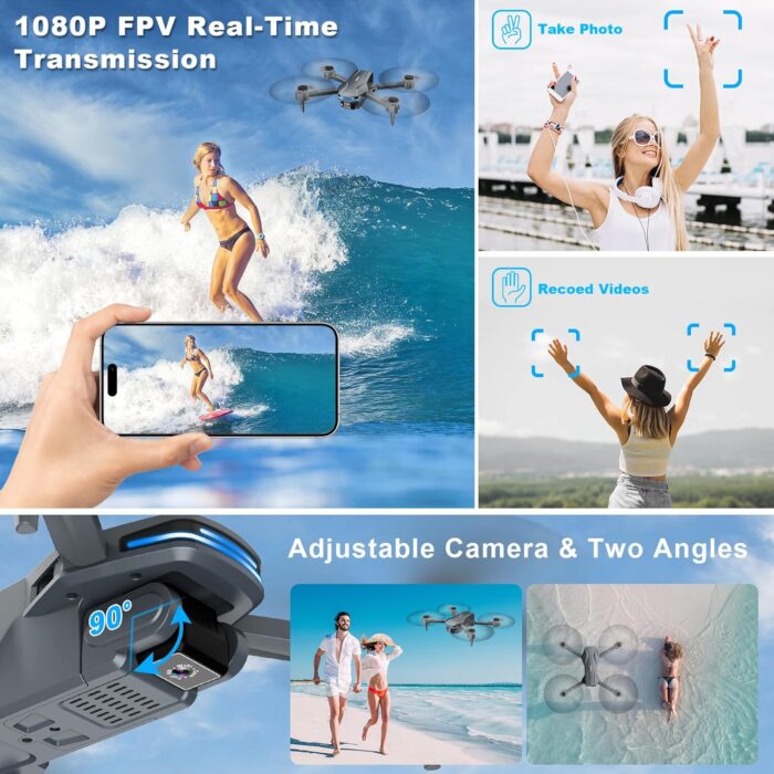 Drones with Camera for Adults 1080P HD Foldable Drone with Carrying Case Drones for Kids with One Key Take Off/Land, 3 Speed Mode, 360° Flip S101 - Image 3