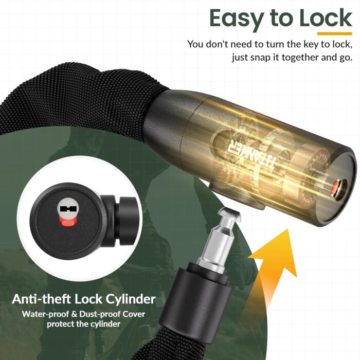 Titanker Heavy Duty Bicycle Lock Chain with Keys - 3 Feet Anti-Theft Lock for Bikes, Motorcycles, Doors, Gates, Fences, Grills (6mm Thick) - Image 3