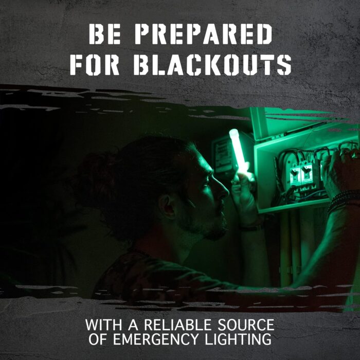 Emergency Glow Sticks with 12 Hours Duration, Individually Wrapped Industrial Grade Glowsticks for Survival Gear, Camping Lights, Power Outages and Military Use - Image 8