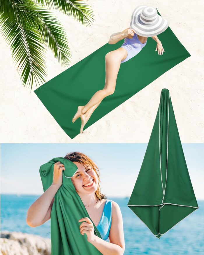 Update Magnetic Towel Oversized 30"x75"Magnet Bath Towel with Storage Bag,Outdoor Bath Towel Quick-Dry Magnetic Bath Towels for Swimming Microfiber Beach Towel For Pool Travel Gym Camping(Green) - Image 6